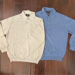 2 Toscano Italy Collared Sweaters Men Medium Long Sleeve Pullover Viscose Blend